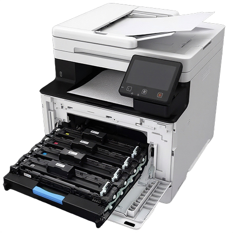 Вид сбоку + картриджи Canon i-SENSYS MF754Cdw II