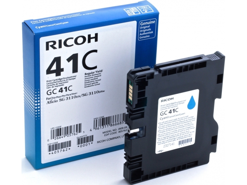 Картридж гелевый тип GC 41C голубой (cyan) [405762] для Ricoh Aficio 3110DN/ 3110DNw/ 3100SNw/ 3110SFNw/ 7100DN