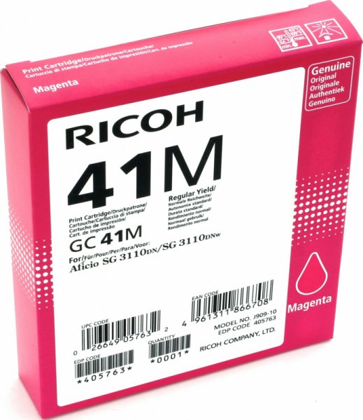 Картридж гелевый тип GC 41M пурпурный (magenta) [405763] для Ricoh Aficio 3110DN/ 3110DNw/ 3100SNw/ 3110SFNw/ 7100DN