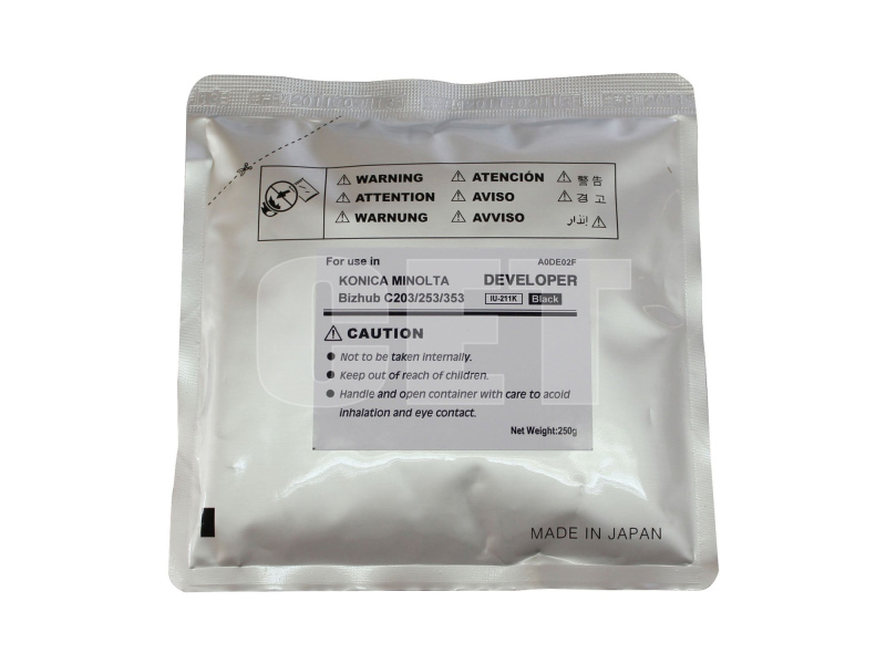 Девелопер для KONICA MINOLTA Bizhub C200/C203/C253/C353 (CET) Black, 250г/пак, 100000 стр., CET6823