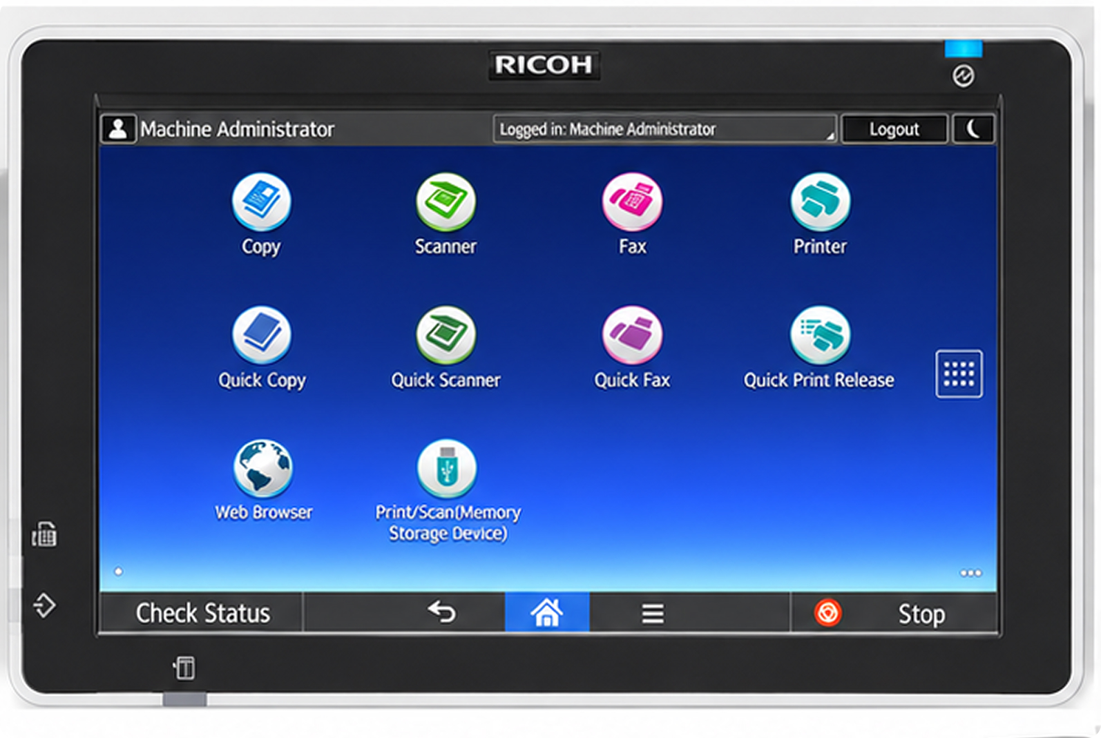 Панель и функции безопасности RICOH MP 6055SP